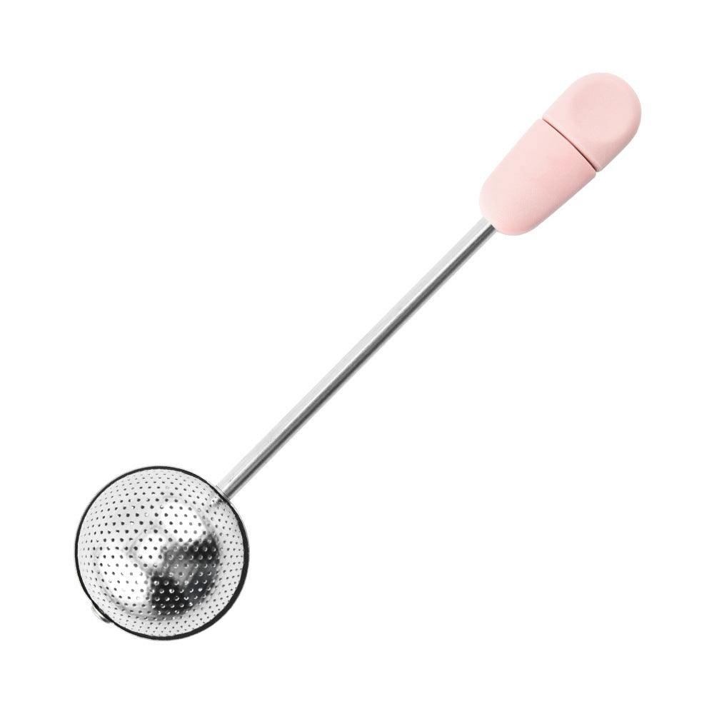 Pink-Handle Rotary Mesh Tea Infuser